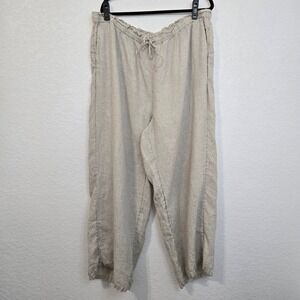 J.Crew 2X 100% Linen Drawstring Pants Relaxed Fit Neutral‎ Natural